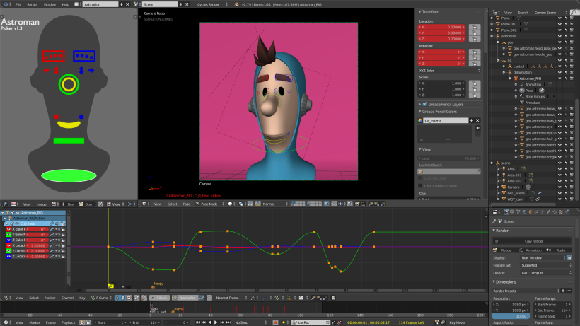 Mi Proyecto del curso: Rigging: articulación facial de un personaje 3D pero en Blender 3