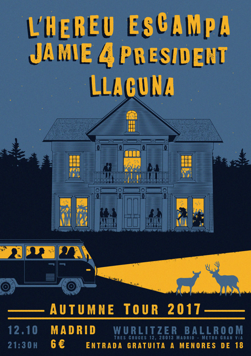L'HEREU ESCAMPA - JAMIE 4 PRESIDENT - LLACUNA - Gig poster show in Madrid