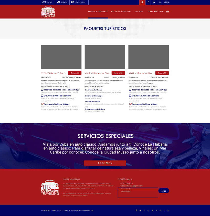 Sitio web para agencia de viaje Cubautos -1
