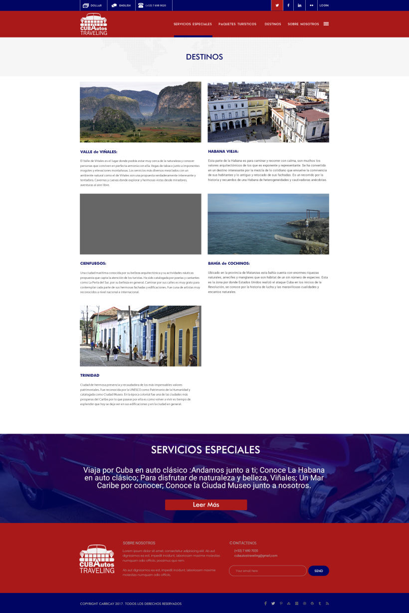Sitio web para agencia de viaje Cubautos 0