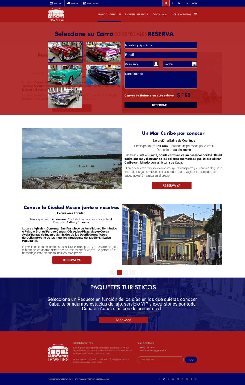 Sitio web para agencia de viaje Cubautos 1