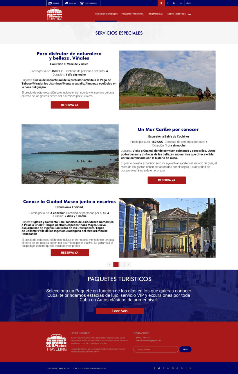 Sitio web para agencia de viaje Cubautos 2
