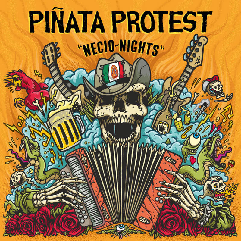 Piñata Protest - Ilustración para la portada de su álbum "Necio Nights" 1