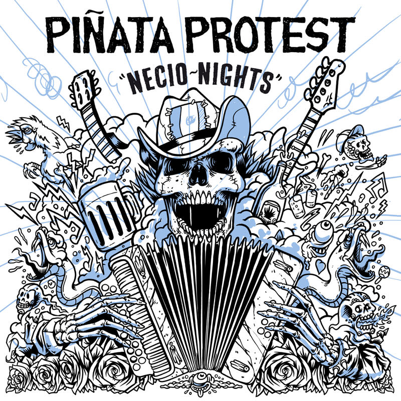 Piñata Protest - Ilustración para la portada de su álbum "Necio Nights" 3