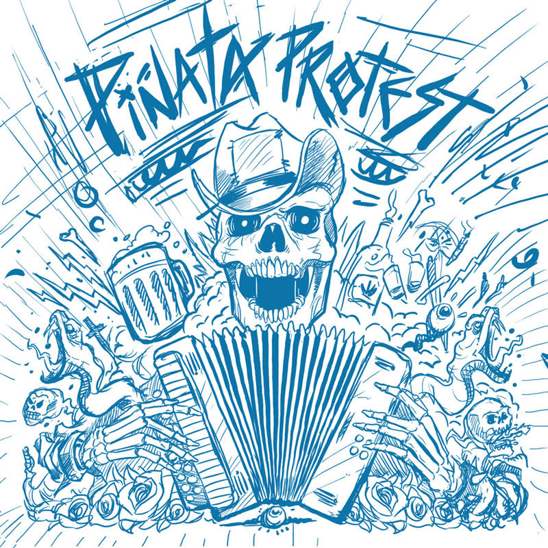 Piñata Protest - Ilustración para la portada de su álbum "Necio Nights" 4