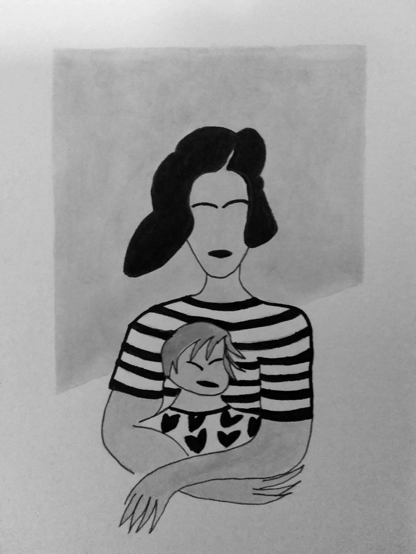 Mi Proyecto del curso: Introducción a la ilustración con tinta china Dona i xiquet 0
