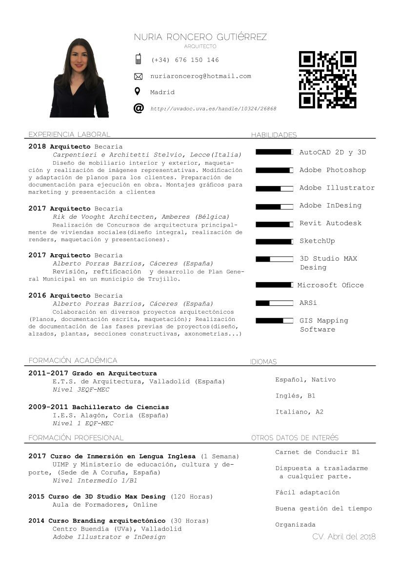 CV Nuria Roncero, Actualizado Abril 2018 0