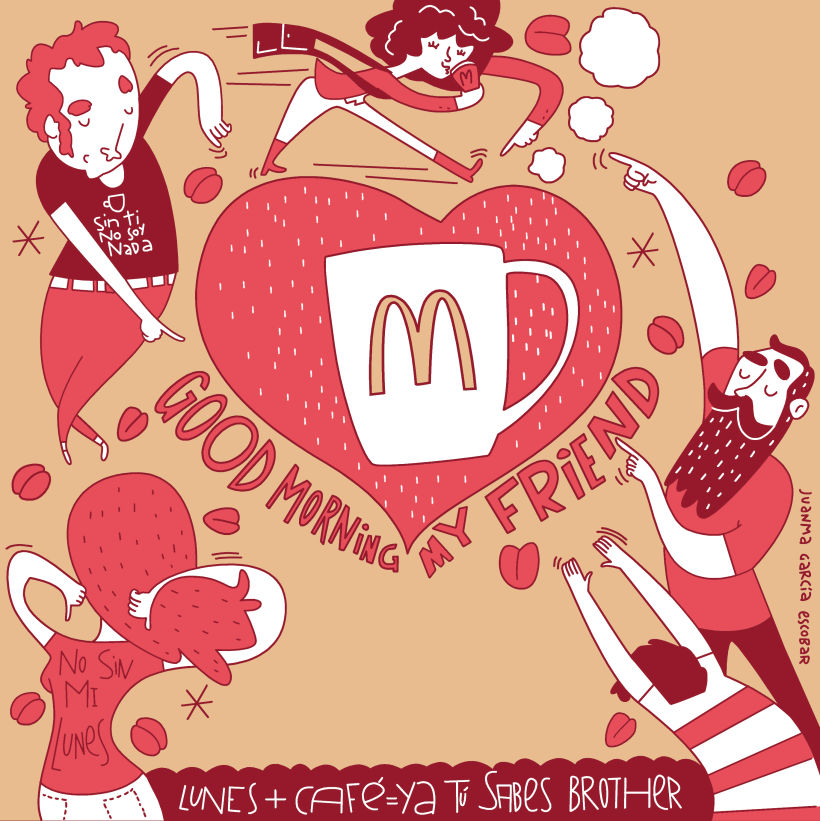 Ilustraciones para McDonald's y su campaña de "Café gratis los Lunes" 1