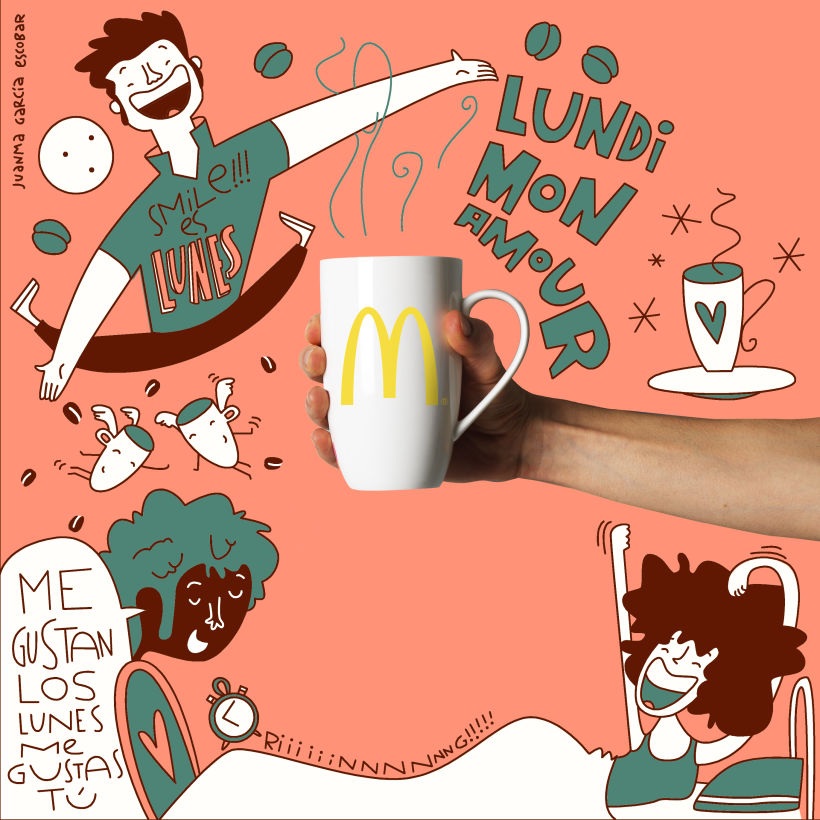 Ilustraciones para McDonald's y su campaña de "Café gratis los Lunes" 2