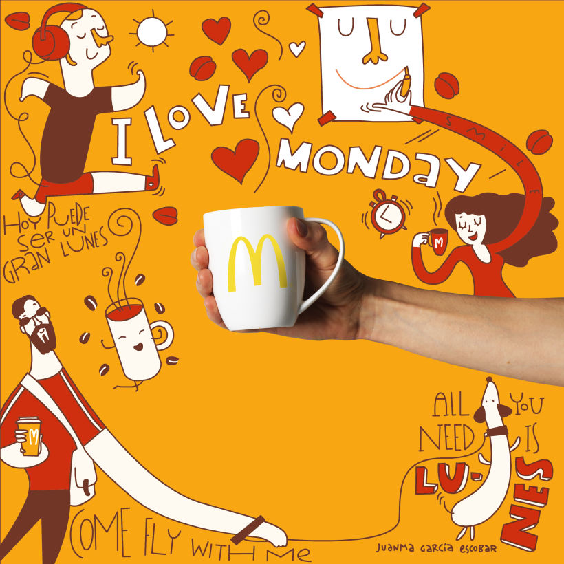 Ilustraciones para McDonald's y su campaña de "Café gratis los Lunes" 3