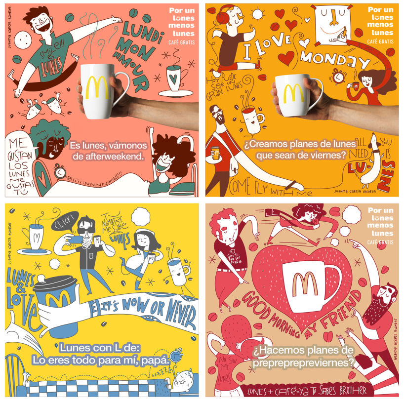 Ilustraciones para McDonald's y su campaña de "Café gratis los Lunes" 4