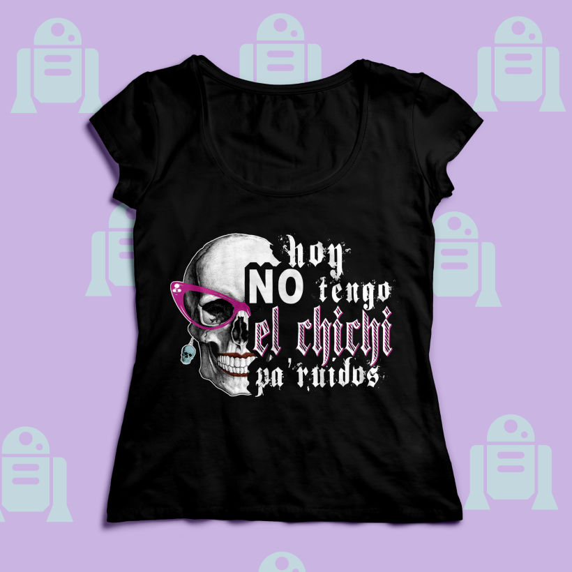 Print, mock up y camiseta real "Hoy no tengo el xixi pa` ruidos" 3
