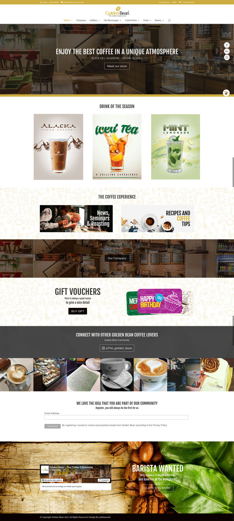 Cliente: Golden Bean - Diseño y Montaje en Wordpress - Luxemburgo 0
