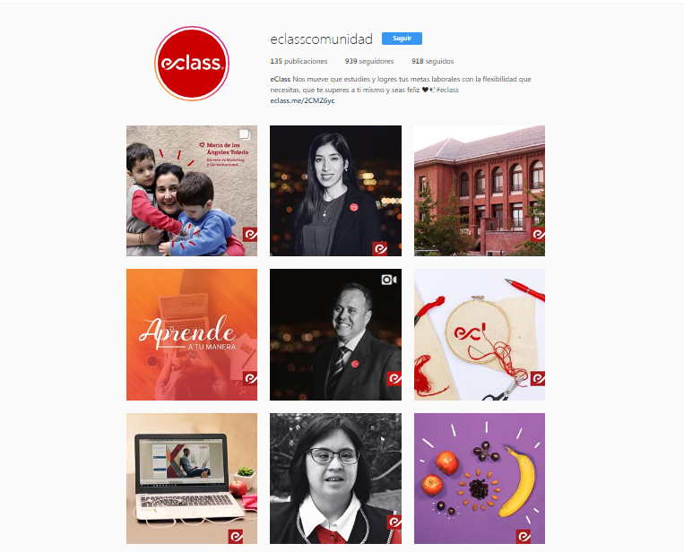 Instagram para empresa de estudios online: eClass 7