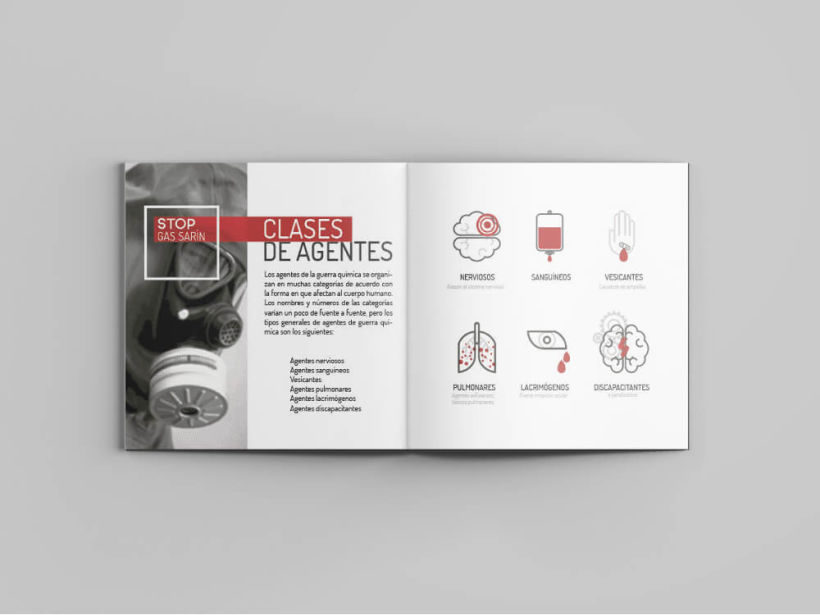 "STOP GAS SARIN" Elaboración de iconos y diseño de folleto divulgativo. Manual y desarrollo 3