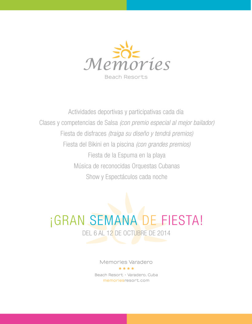 Flyer "Gran Semana de Fiesta" Hotel Memories Varadero 1