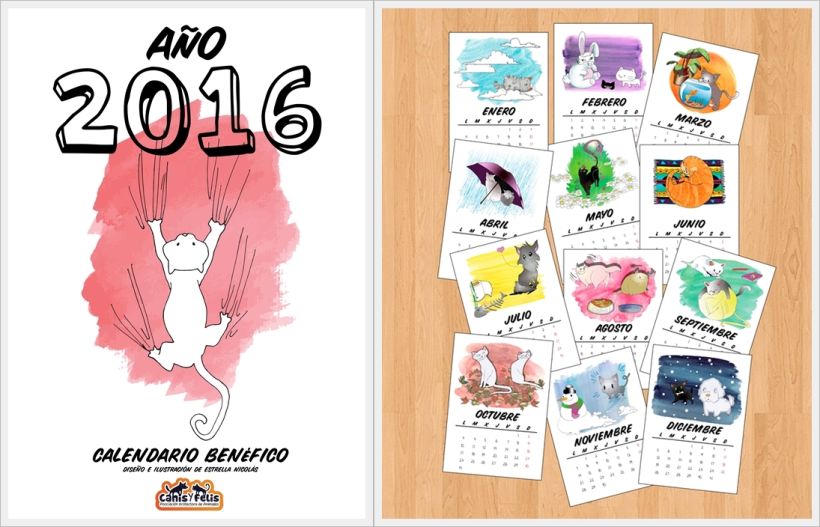 Calendario benéfico con ilustraciones felinas 1
