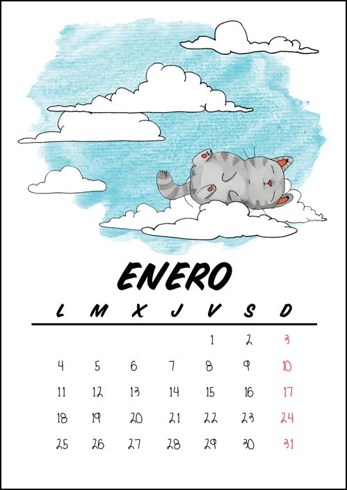 Calendario benéfico con ilustraciones felinas 4