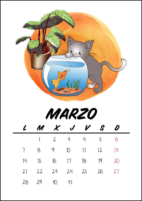 Calendario benéfico con ilustraciones felinas 6