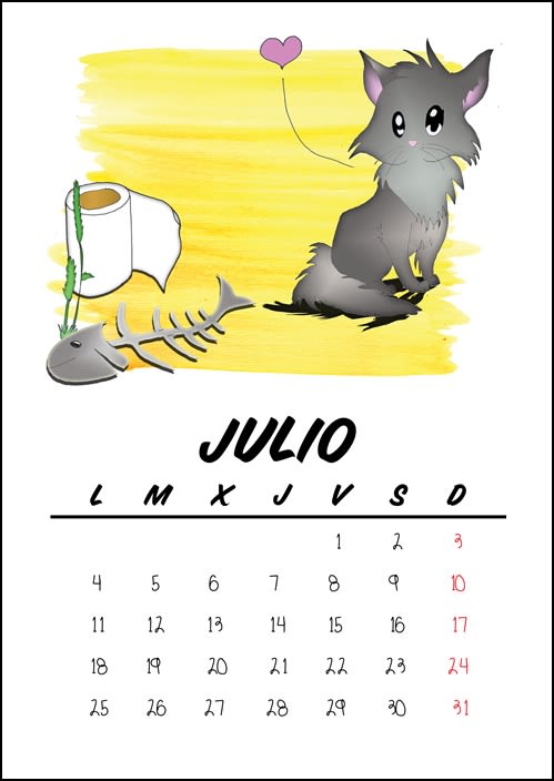 Calendario benéfico con ilustraciones felinas 10