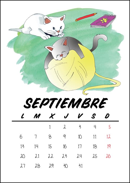 Calendario benéfico con ilustraciones felinas 12