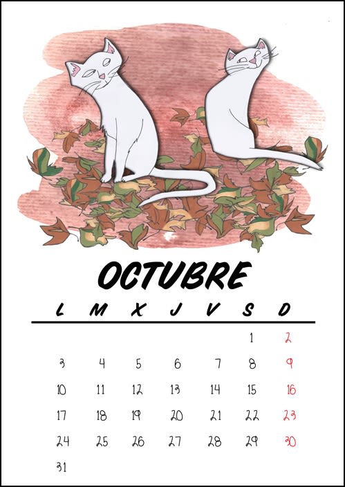 Calendario benéfico con ilustraciones felinas 13