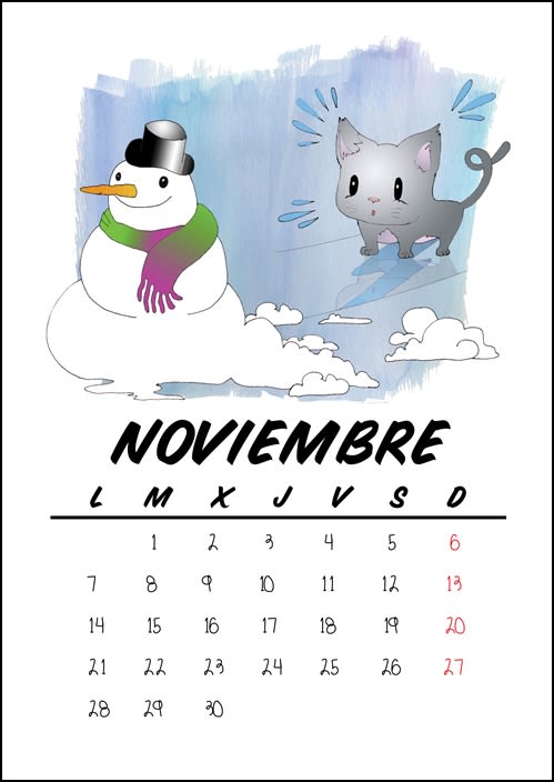 Calendario benéfico con ilustraciones felinas 14