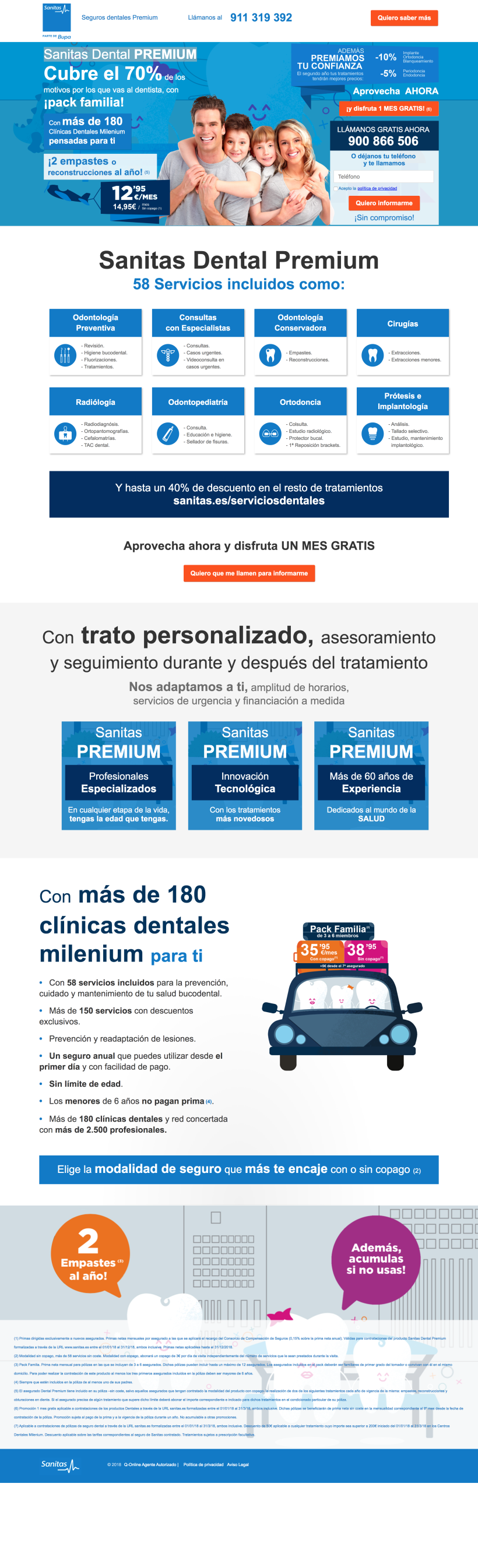 Landin page para "Sanitas" - Sanitas Dental PREMIUM - Responsive design 0
