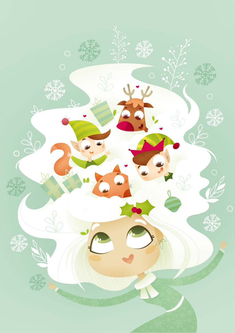 Elfa de las nieves. Ilustración infantil 1