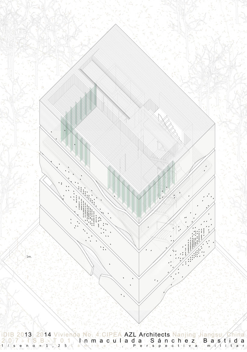 Dibujo a línea de Vivienda No. 4 CIPEA // AZL Architects -1