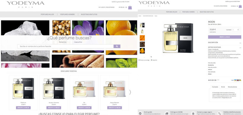 Gestión de contenidos tienda online perfumería Yodeyma. Proyecto realizado en Prestashop  0