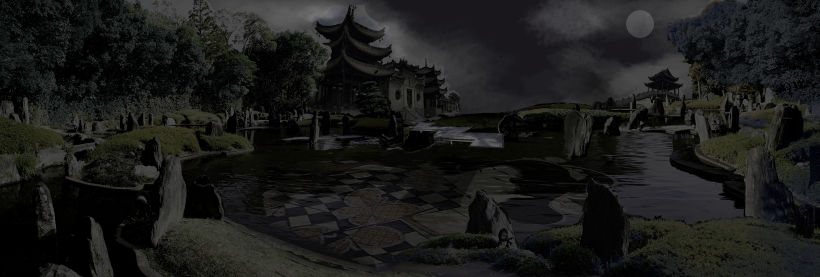 Japanese Ghost Garden. Matte Painting with Photoshop and After Effects. 1