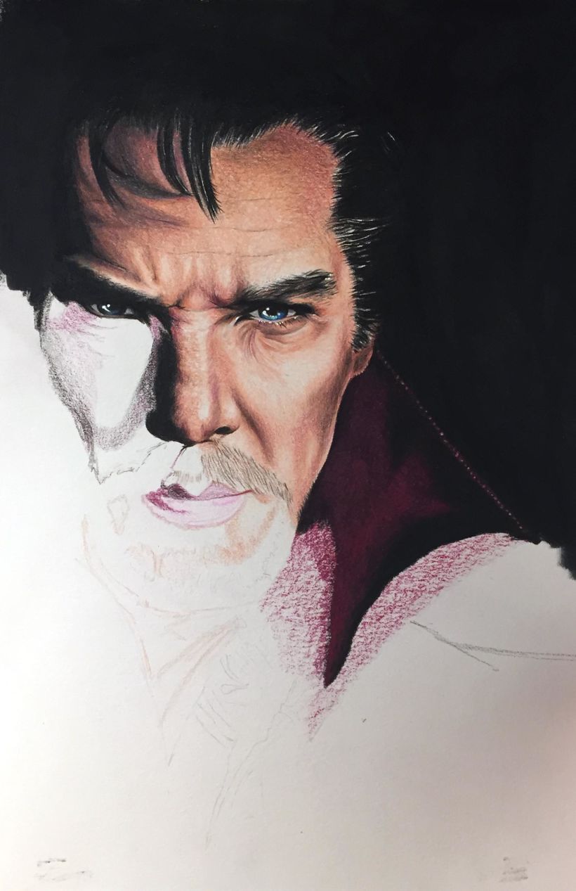 Mi Proyecto del curso:  Retrato realista con lápices de colores; Dr. Strange (Benedict Cumberbatch) 4