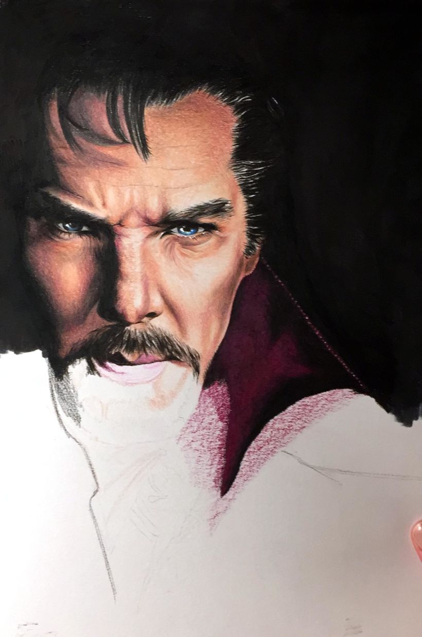 Mi Proyecto del curso:  Retrato realista con lápices de colores; Dr. Strange (Benedict Cumberbatch) 5