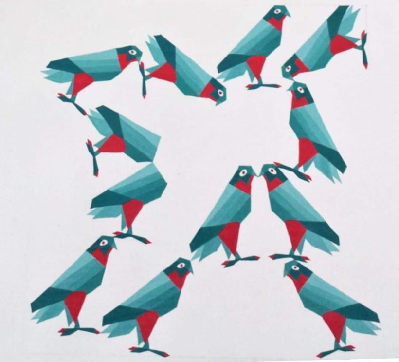 Diseño de aves en acrílico: Halcón peregrino y Periquito común. 0