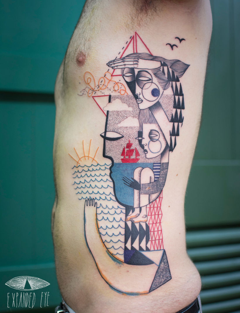 Tatuajes, esculturas y murales que retratan la vida de manera abstracta 9