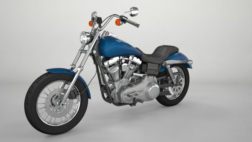 Harley Davidson 3D Model Turntable Wireframe 0