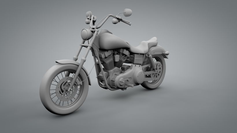 Harley Davidson 3D Model Turntable Wireframe 1