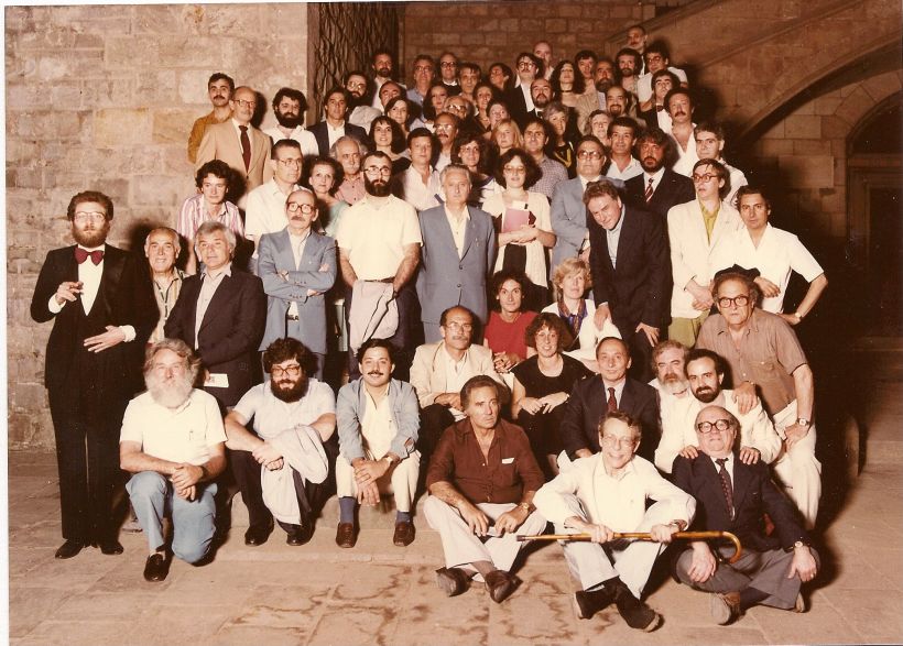 Enric Huguet, primera fila, segundo por la izquierda. Foto de grupo de los profesores de La Massana del curso 1983-1984.