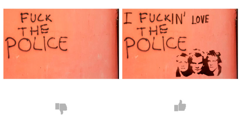 Diego Mir convierte las pintadas de odio en mensajes positivos con sus diseños 1
