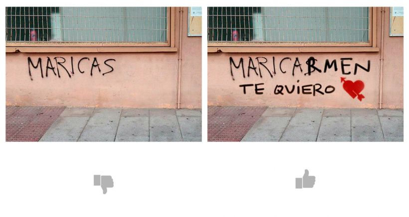 Diego Mir convierte las pintadas de odio en mensajes positivos con sus diseños 10