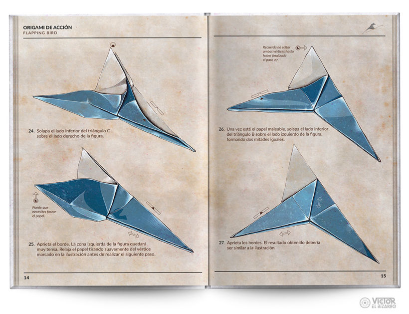 Origami de acción Flapping bird 7