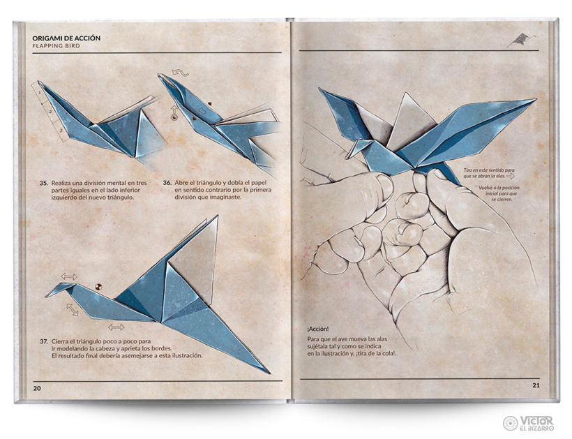 Origami de acción Flapping bird 9