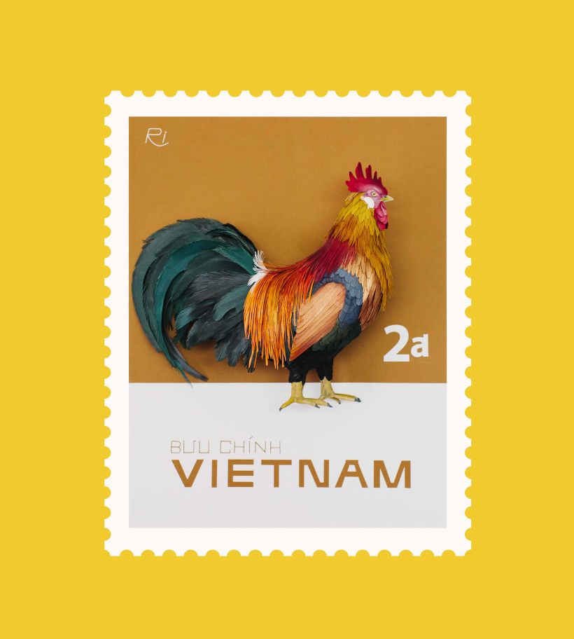 cockerel postage stamp  -1