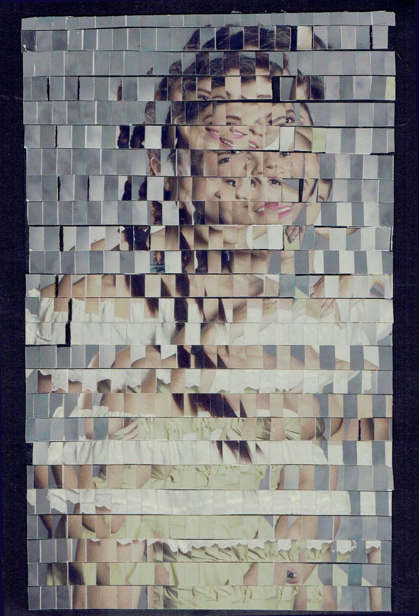 Este collage se titula Que fue de Josefine? Collage efecto mosaico con dos fotos.