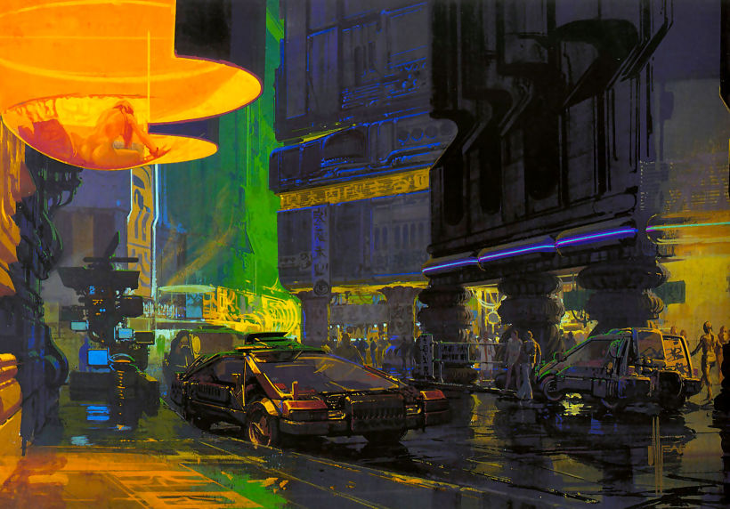 Arte conceptual de Syd Mead para 'Blade Runner'.