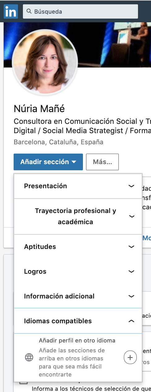 Añadir perfil en otro idioma en LinkedIn