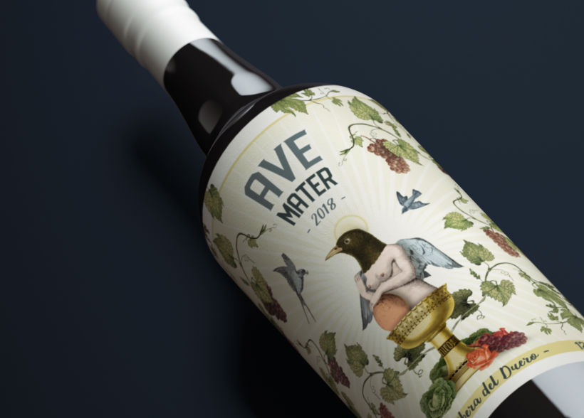 'Ave Mater' - Etiqueta para botella de vino 2