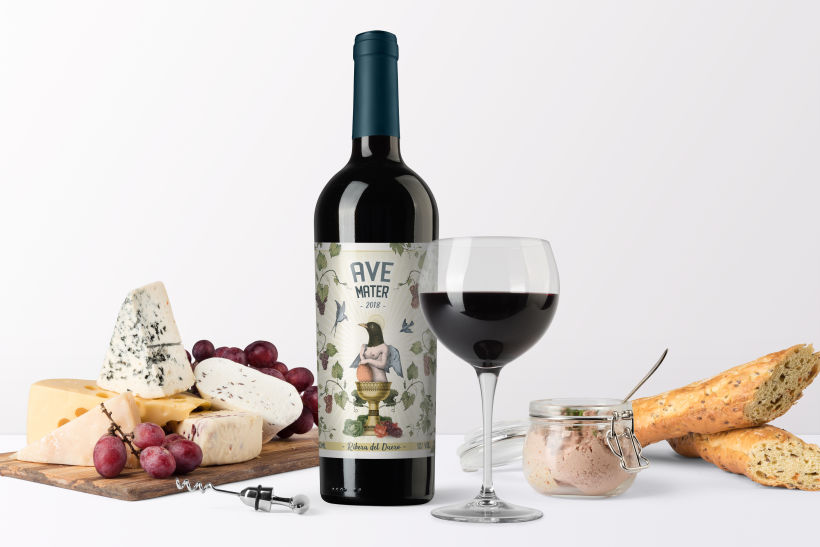 'Ave Mater' - Etiqueta para botella de vino 3