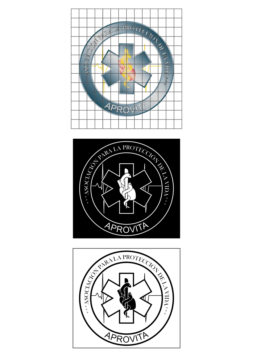 Versiones de color blanco y negro del logotipo de APROVITA y espacio necesario
